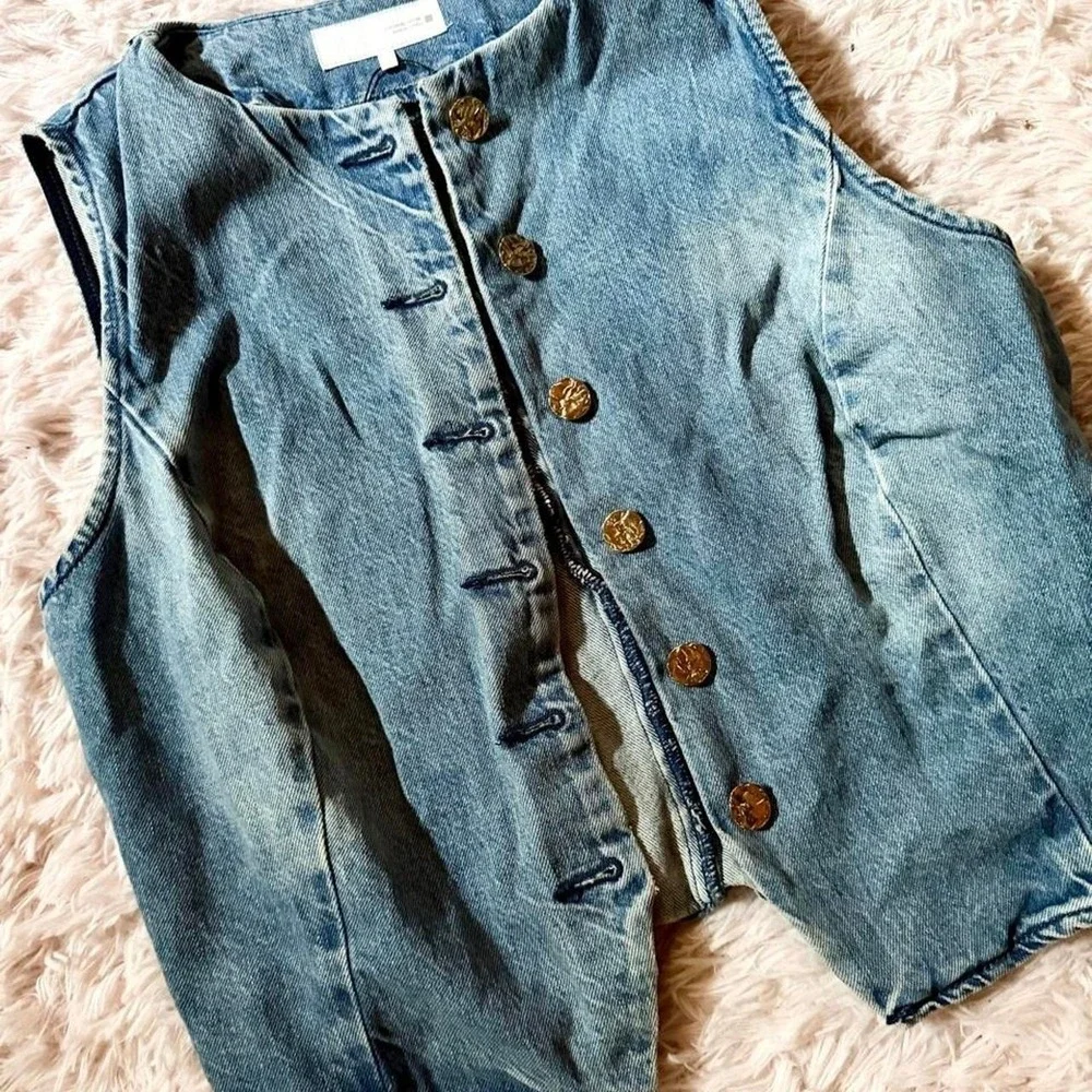 Zara Medium Wash Vintage Grunge 90s Vest Womens XL Edgy Nostalgic Skater Gritty